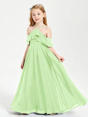 Off-the-Shoulder Long Dresses for Junior Bridesmaids Sage