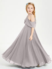 Off-the-Shoulder Long Dresses for Junior Bridesmaids Silver