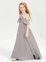 Off-the-Shoulder Long Dresses for Junior Bridesmaids Silver