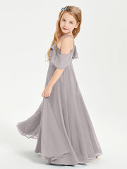 Off-the-Shoulder Long Dresses for Junior Bridesmaids Silver