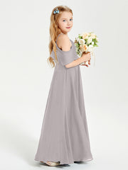 Off-the-Shoulder Long Dresses for Junior Bridesmaids Silver