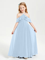 Off-the-Shoulder Long Dresses for Junior Bridesmaids Sky Blue