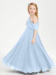 Off-the-Shoulder Long Dresses for Junior Bridesmaids Sky Blue