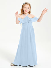Off-the-Shoulder Long Dresses for Junior Bridesmaids Sky Blue