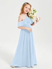 Off-the-Shoulder Long Dresses for Junior Bridesmaids Sky Blue