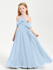 Off-the-Shoulder Long Dresses for Junior Bridesmaids Sky Blue