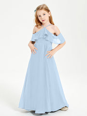 Off-the-Shoulder Long Dresses for Junior Bridesmaids Sky Blue