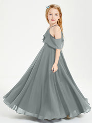 Off-the-Shoulder Long Dresses for Junior Bridesmaids Steel Grey