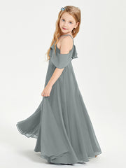 Off-the-Shoulder Long Dresses for Junior Bridesmaids Steel Grey