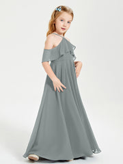 Off-the-Shoulder Long Dresses for Junior Bridesmaids Steel Grey