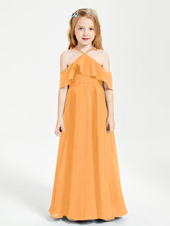 Off-the-Shoulder Long Dresses for Junior Bridesmaids Tangerine