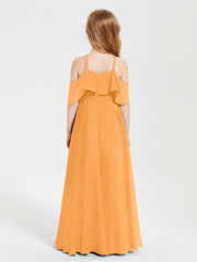Off-the-Shoulder Long Dresses for Junior Bridesmaids Tangerine