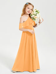 Off-the-Shoulder Long Dresses for Junior Bridesmaids Tangerine