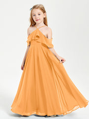 Off-the-Shoulder Long Dresses for Junior Bridesmaids Tangerine