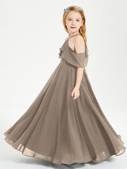Off-the-Shoulder Long Dresses for Junior Bridesmaids Taupe