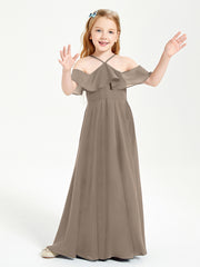 Off-the-Shoulder Long Dresses for Junior Bridesmaids Taupe