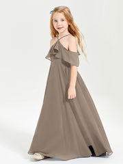 Off-the-Shoulder Long Dresses for Junior Bridesmaids Taupe