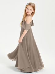 Off-the-Shoulder Long Dresses for Junior Bridesmaids Taupe