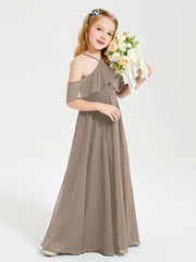 Off-the-Shoulder Long Dresses for Junior Bridesmaids Taupe