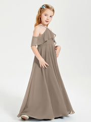 Off-the-Shoulder Long Dresses for Junior Bridesmaids Taupe
