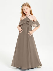 Off-the-Shoulder Long Dresses for Junior Bridesmaids Taupe