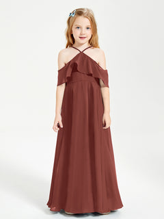 Off-the-Shoulder Long Dresses for Junior Bridesmaids Terracotta