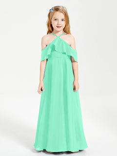 Off-the-Shoulder Long Dresses for Junior Bridesmaids Turquoise