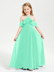 Off-the-Shoulder Long Dresses for Junior Bridesmaids Turquoise