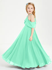 Off-the-Shoulder Long Dresses for Junior Bridesmaids Turquoise