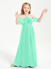 Off-the-Shoulder Long Dresses for Junior Bridesmaids Turquoise