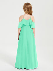 Off-the-Shoulder Long Dresses for Junior Bridesmaids Turquoise