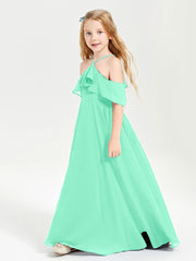 Off-the-Shoulder Long Dresses for Junior Bridesmaids Turquoise