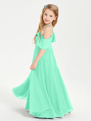 Off-the-Shoulder Long Dresses for Junior Bridesmaids Turquoise