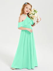 Off-the-Shoulder Long Dresses for Junior Bridesmaids Turquoise