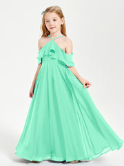 Off-the-Shoulder Long Dresses for Junior Bridesmaids Turquoise