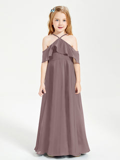 Off-the-Shoulder Long Dresses for Junior Bridesmaids Vintage Mauve