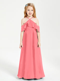 Off-the-Shoulder Long Dresses for Junior Bridesmaids Watermelon