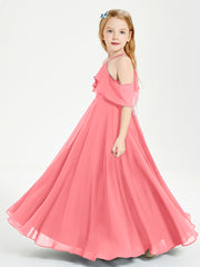 Off-the-Shoulder Long Dresses for Junior Bridesmaids Watermelon