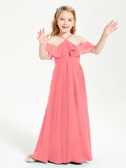 Off-the-Shoulder Long Dresses for Junior Bridesmaids Watermelon