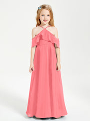 Off-the-Shoulder Long Dresses for Junior Bridesmaids Watermelon