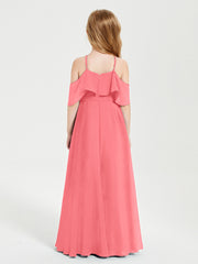 Off-the-Shoulder Long Dresses for Junior Bridesmaids Watermelon