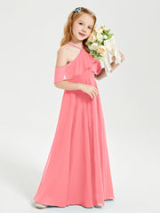Off-the-Shoulder Long Dresses for Junior Bridesmaids Watermelon