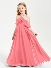 Off-the-Shoulder Long Dresses for Junior Bridesmaids Watermelon