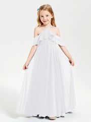 Off-the-Shoulder Long Dresses for Junior Bridesmaids White