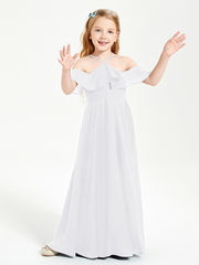 Off-the-Shoulder Long Dresses for Junior Bridesmaids White