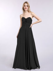 Chiffon with Appliqued Long Dresses Plum