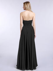 Chiffon with Appliqued Long Dresses Plum