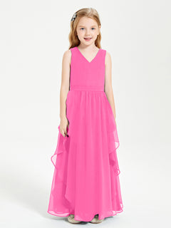 Boho Sleeveless Junior Chiffon Bridesmaids Gown Azalea