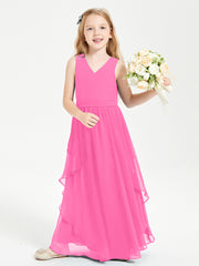 Boho Sleeveless Junior Chiffon Bridesmaids Gown Azalea