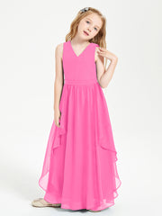 Boho Sleeveless Junior Chiffon Bridesmaids Gown Azalea